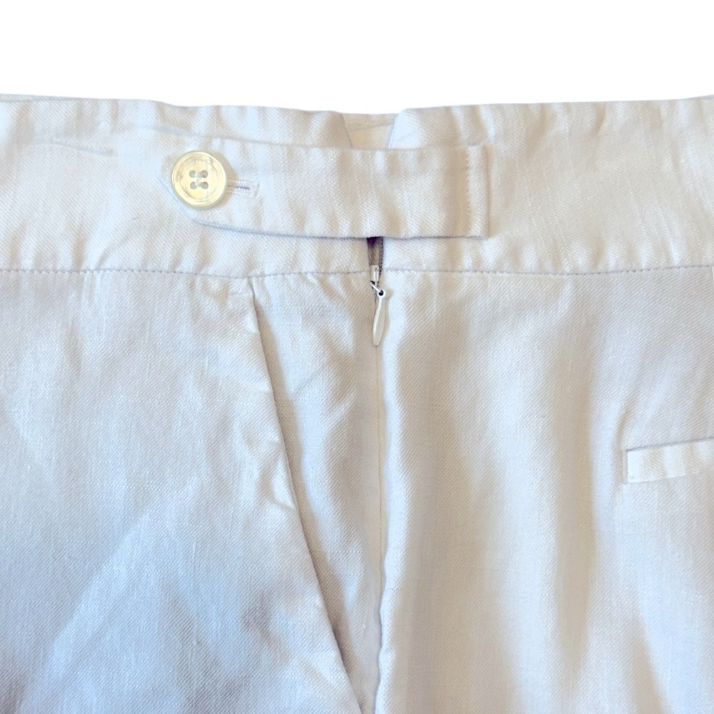 Talbots Linen Blend White Side Zip Button Palazzo Pants Wide Leg 12P #1405 - Picture 6 of 9
